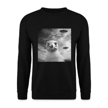 Möwe - Unisex Pullover - Schwarz - Vorne - Alina (178cm) & Michal (187cm)