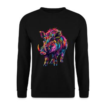 Warzenschwein - Unisex Pullover - Schwarz - Vorne - Alina (178cm) & Michal (187cm)