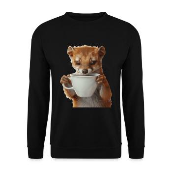 Hermelin Kaffee - Unisex Pullover - Schwarz - Vorne - Alina (178cm) & Michal (187cm)