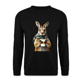 Wallaby Kaffee - Unisex Pullover - Schwarz - Vorne - Alina (178cm) & Michal (187cm)