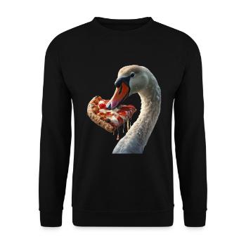 Schwan - Unisex Pullover - Schwarz - Vorne - Alina (178cm) & Michal (187cm)