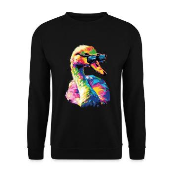 Schwan - Unisex Pullover - Schwarz - Vorne - Alina (178cm) & Michal (187cm)