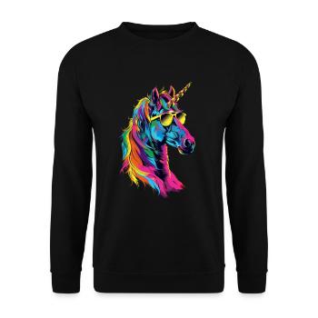 Einhorn - Unisex Pullover - Schwarz - Vorne - Alina (178cm) & Michal (187cm)
