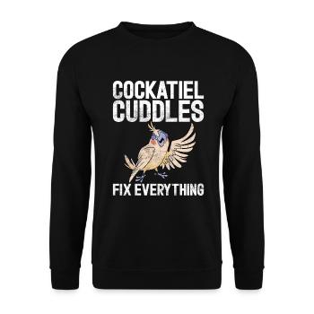Cockatiel Gifts - Unisex Pullover - Schwarz - Vorne - Alina (178cm) & Michal (187cm)