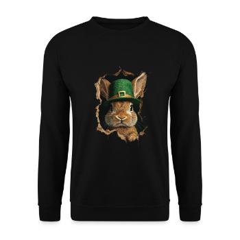 St. Patrick Kaninchen - Unisex Pullover - Schwarz - Vorne - Alina (178cm) & Michal (187cm)