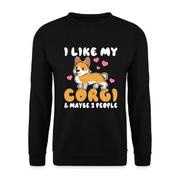 Corgi Gifts for Corgi Lovers - Unisex Sweatshirt - black - Front - Alina (178cm) & Michal (187cm)