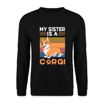 Corgi Gifts for Corgi Lovers - Unisex Sweatshirt - black - Front - Alina (178cm) & Michal (187cm)