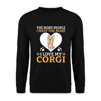Corgi Gifts for Corgi Lovers - Unisex Sweatshirt - black - Front - Alina (178cm) & Michal (187cm)