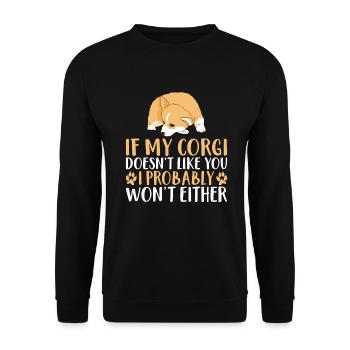 Cadeaux de corgi pour les amateurs de corgi - Sweat-shirt Unisexe - noir - Devant - Alina (178cm) & Michal (187cm)