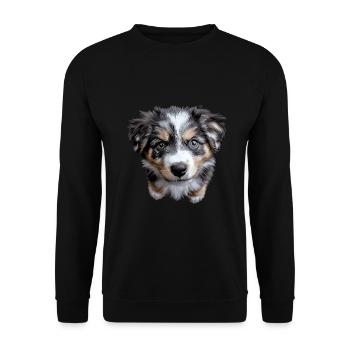 Australischer Schäferhund - Unisex Pullover - Schwarz - Vorne - Alina (178cm) & Michal (187cm)
