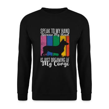 Corgi Gifts for Corgi Lovers - Unisex Sweatshirt - black - Front - Alina (178cm) & Michal (187cm)