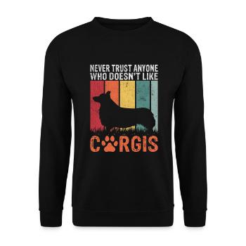 Corgi Gifts for Corgi Lovers - Unisex Sweatshirt - black - Front - Alina (178cm) & Michal (187cm)