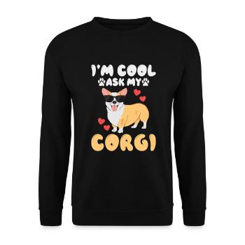 Corgi Gifts for Corgi Lovers - Unisex Sweatshirt - black - Front - Alina (178cm) & Michal (187cm)