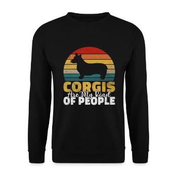 Cadeaux de corgi pour les amateurs de corgi - Sweat-shirt Unisexe - noir - Devant - Alina (178cm) & Michal (187cm)
