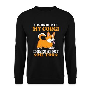 Corgi Gifts for Corgi Lovers - Unisex Sweatshirt - black - Front - Alina (178cm) & Michal (187cm)