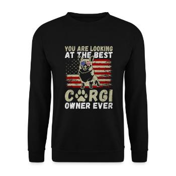 Corgi Gifts for Corgi Lovers - Unisex Sweatshirt - black - Front - Alina (178cm) & Michal (187cm)