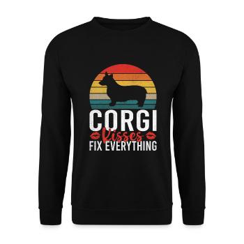 Cadeaux de corgi pour les amateurs de corgi - Sweat-shirt Unisexe - noir - Devant - Alina (178cm) & Michal (187cm)