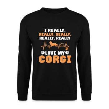 Corgi Gifts for Corgi Lovers - Unisex Sweatshirt - black - Front - Alina (178cm) & Michal (187cm)