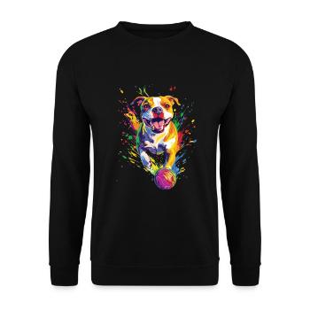 Staffordshire Bullterrier - Unisex Pullover - Schwarz - Vorne - Alina (178cm) & Michal (187cm)
