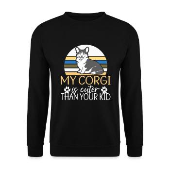 Corgi Gifts for Corgi Lovers - Unisex Sweatshirt - black - Front - Alina (178cm) & Michal (187cm)