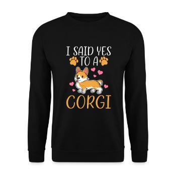 Cadeaux de corgi pour les amateurs de corgi - Sweat-shirt Unisexe - noir - Devant - Alina (178cm) & Michal (187cm)
