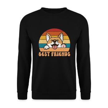 Cadeaux de corgi pour les amateurs de corgi - Sweat-shirt Unisexe - noir - Devant - Alina (178cm) & Michal (187cm)