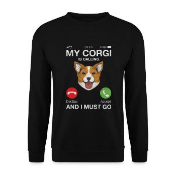 Corgi Gifts for Corgi Lovers - Unisex Sweatshirt - black - Front - Alina (178cm) & Michal (187cm)