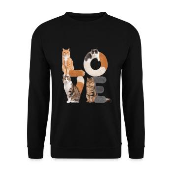 Liebe Katze - Unisex Pullover - Schwarz - Vorne - Alina (178cm) & Michal (187cm)