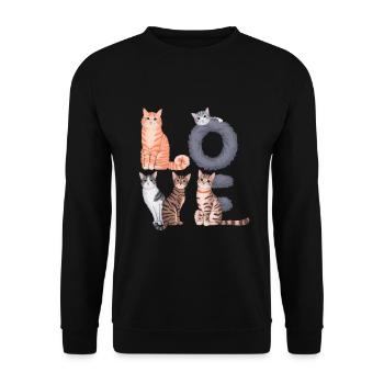 Liebe Katze - Unisex Pullover - Schwarz - Vorne - Alina (178cm) & Michal (187cm)