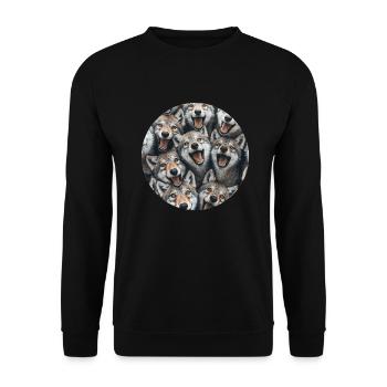 Wolf - Unisex Pullover - Schwarz - Vorne - Alina (178cm) & Michal (187cm)