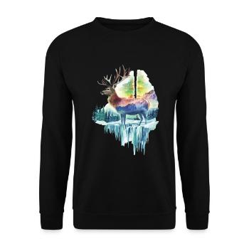 Reh - Unisex Pullover - Schwarz - Vorne - Alina (178cm) & Michal (187cm)