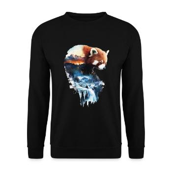 Roter Panda - Unisex Pullover - Schwarz - Vorne - Alina (178cm) & Michal (187cm)
