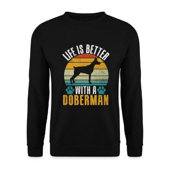 Doberman Gifts - Unisex Pullover - Schwarz - Vorne - Alina (178cm) & Michal (187cm)
