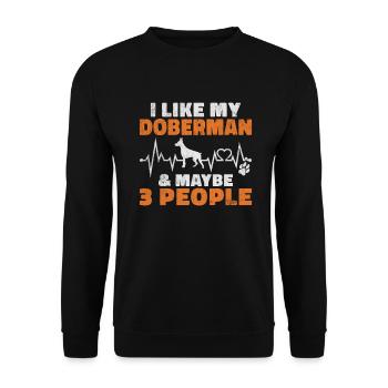Doberman Gifts - Unisex Pullover - Schwarz - Vorne - Alina (178cm) & Michal (187cm)