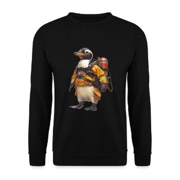 Pinguin - Unisex Pullover - Schwarz - Vorne - Alina (178cm) & Michal (187cm)
