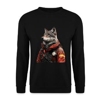 Wolf - Unisex Pullover - Schwarz - Vorne - Alina (178cm) & Michal (187cm)