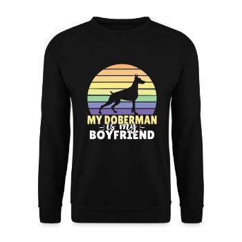 Doberman Gifts - Unisex Pullover - Schwarz - Vorne - Alina (178cm) & Michal (187cm)