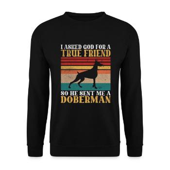 Doberman Gifts - Unisex Pullover - Schwarz - Vorne - Alina (178cm) & Michal (187cm)