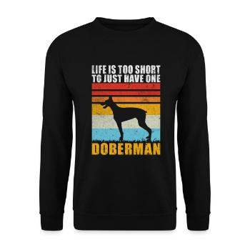 Doberman Gifts - Unisex Pullover - Schwarz - Vorne - Alina (178cm) & Michal (187cm)
