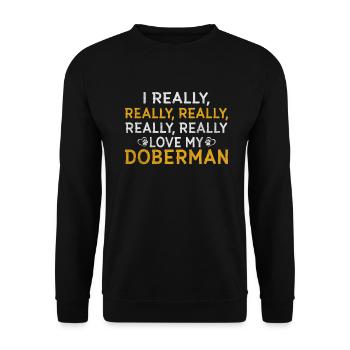 Doberman Gifts - Unisex Pullover - Schwarz - Vorne - Alina (178cm) & Michal (187cm)