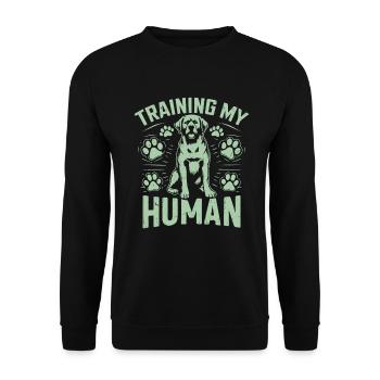 Dog Dad Gifts for Men - Unisex Pullover - Schwarz - Vorne - Alina (178cm) & Michal (187cm)