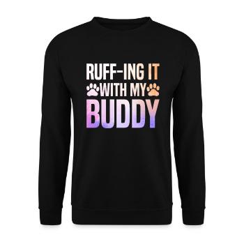 Dog Dad Gifts for Men - Unisex Pullover - Schwarz - Vorne - Alina (178cm) & Michal (187cm)