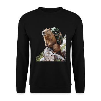 Wasserschwein - Unisex Pullover - Schwarz - Vorne - Alina (178cm) & Michal (187cm)