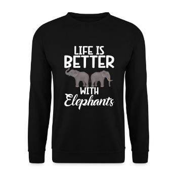 Cadeaux d’amoureux des éléphants - Sweat-shirt Unisexe - noir - Devant - Alina (178cm) & Michal (187cm)