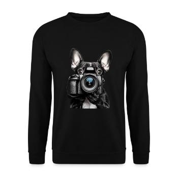Französische Bulldogge - Unisex Pullover - Schwarz - Vorne - Alina (178cm) & Michal (187cm)