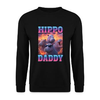 Nilpferd-Papa - Unisex Pullover - Schwarz - Vorne - Alina (178cm) & Michal (187cm)