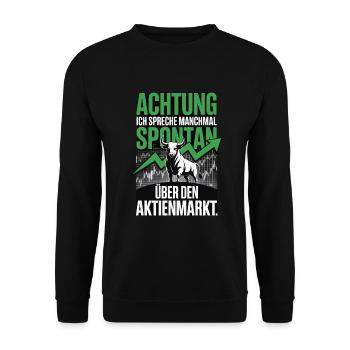 Aktien Rente Dividende Börse - Unisex Pullover - Schwarz - Vorne - Alina (178cm) & Michal (187cm)