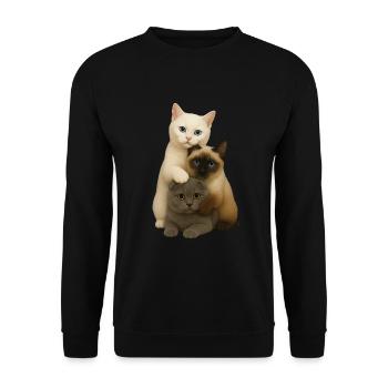 British Shorthair Siamois Fold - Sweat-shirt Unisexe - noir - Devant - Alina (178cm) & Michal (187cm)