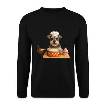Miniature Schnauzer Baking Cake Cookies - Unisex Sweatshirt - black - Front - Alina (178cm) & Michal (187cm)