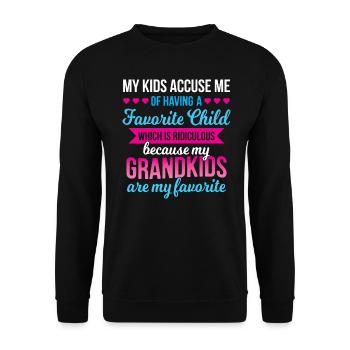 Meine Enkel sind mein lustiges Großmutter-Lieblingsgeschenk - Unisex Pullover - Schwarz - Vorne - Alina (178cm) & Michal (187cm)